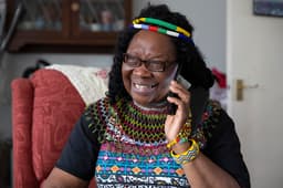 Older woman talking on phone